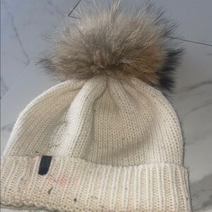 Rudsak Cream Knit Pom Pom Beanie - Cozy Winter Hat